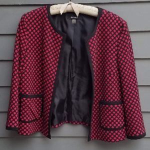 Nine West Black and Red Polka Dot Knit Lined Jacket -size 16